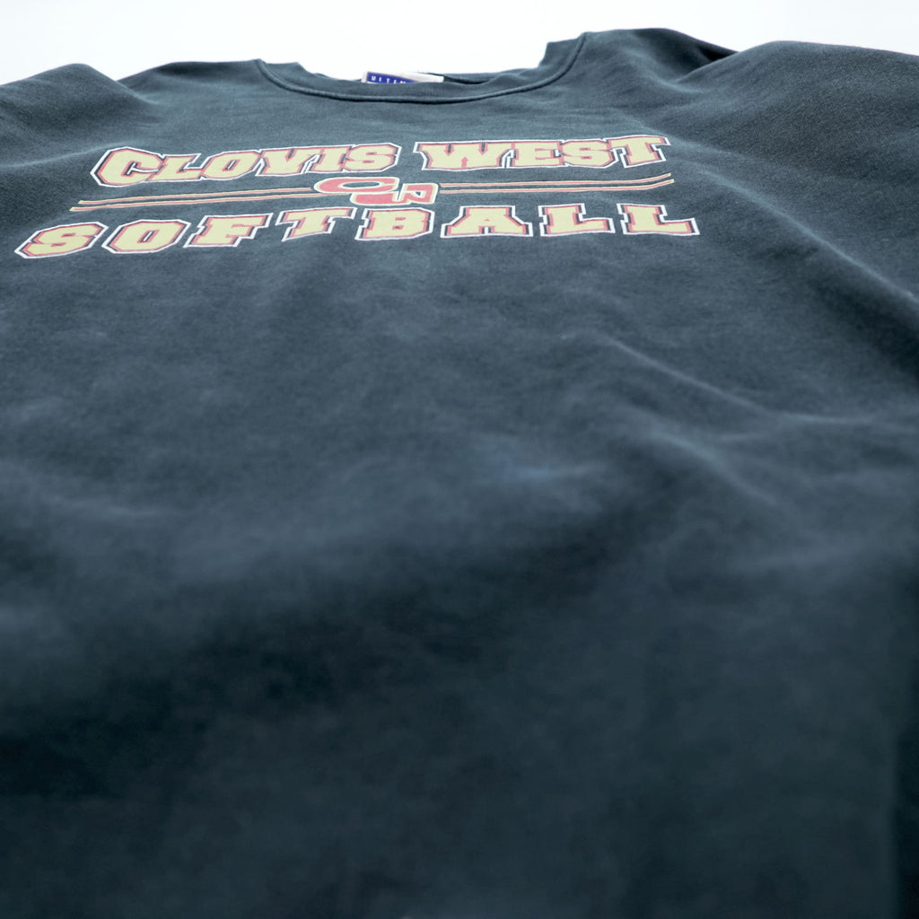 Hanes 90年代 ヴィンテージ カレッジ スウェット トレーナー XL ブラック ULTIMATE コットン CLOVIS WEST SOFTBALL