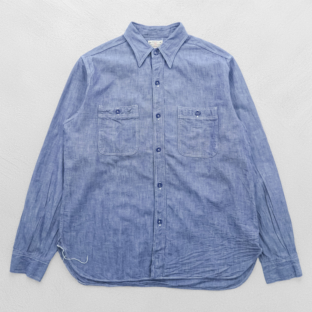 BUZZ RICKSON'S Japan-Made Chambray Shirt, Size L, Blue