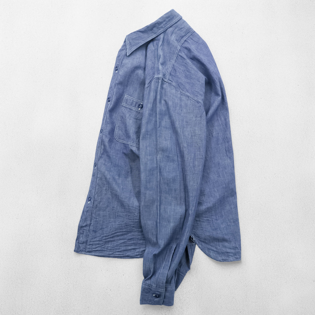BUZZ RICKSON'S Japan-Made Chambray Shirt, Size L, Blue