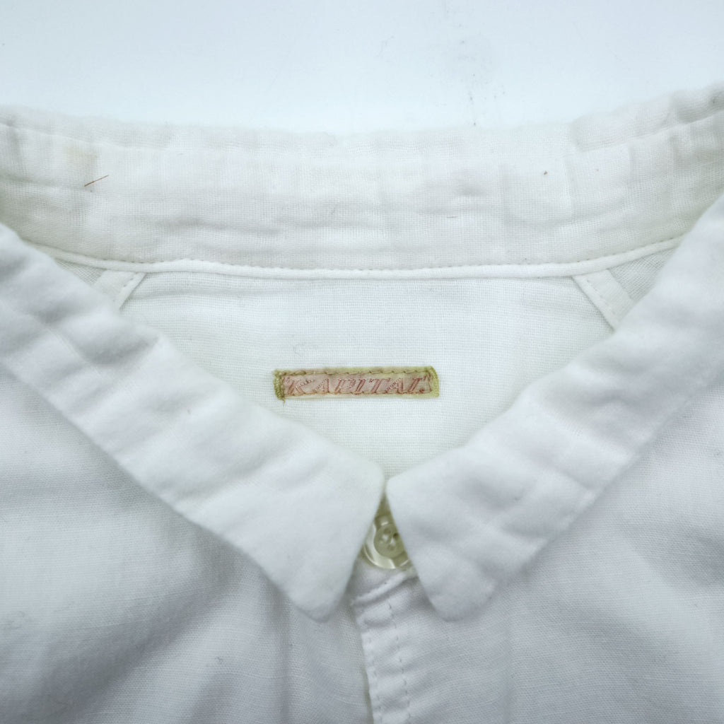 KAPITAL 日本製 ガーゼシャツ 長袖ラグランスリーブシャツ XL ホワイト コットン 胸ポケット