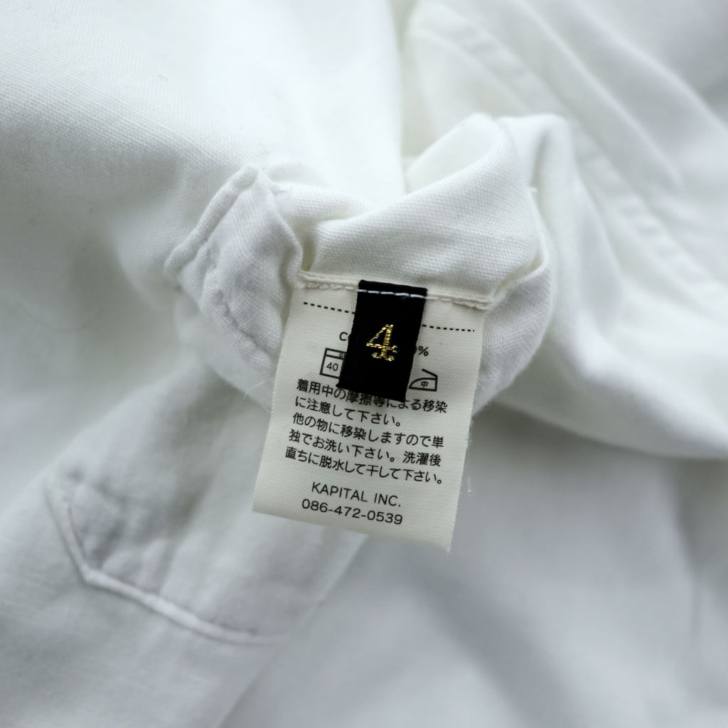 KAPITAL 日本製 ガーゼシャツ 長袖ラグランスリーブシャツ XL ホワイト コットン 胸ポケット