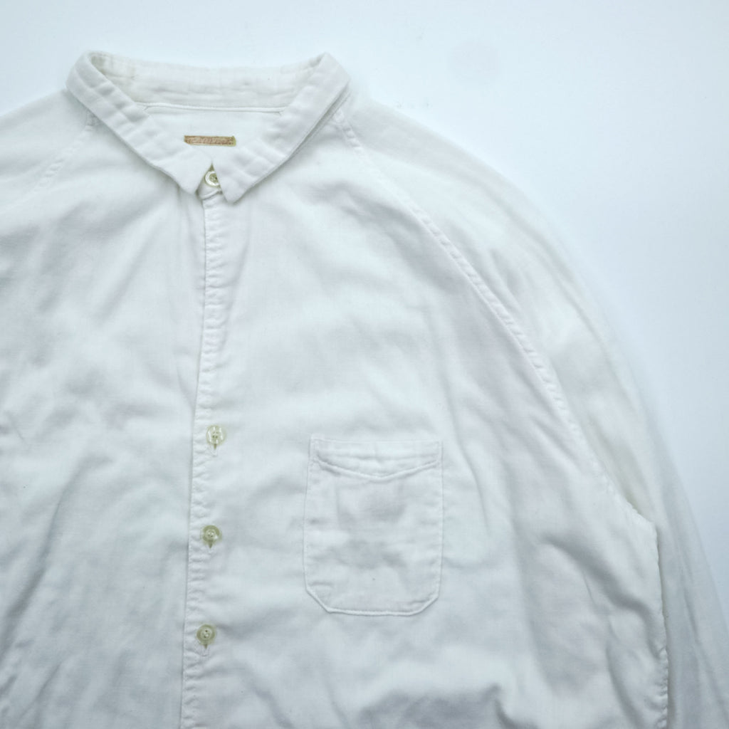 KAPITAL 日本製 ガーゼシャツ 長袖ラグランスリーブシャツ XL ホワイト コットン 胸ポケット