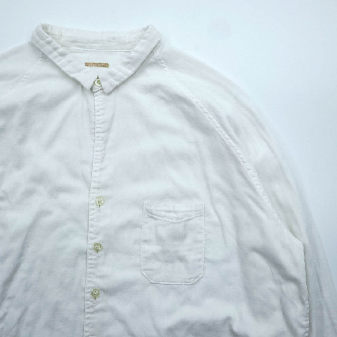 KAPITAL 日本製 ガーゼシャツ 長袖ラグランスリーブシャツ XL ホワイト コットン 胸ポケット