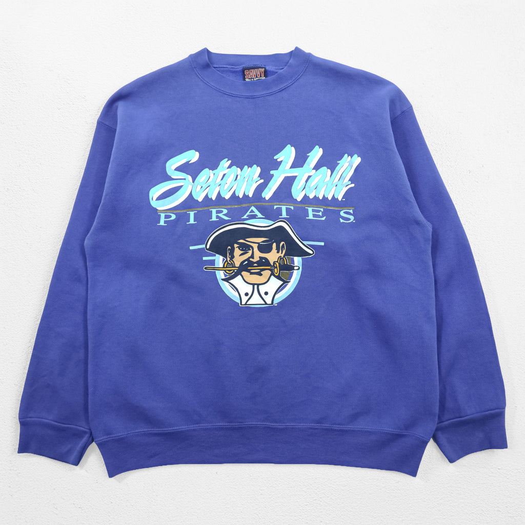 SAVVY 90年代 ヴィンテージ NCAA スウェット トレーナー L ブルー Seton Hall PIRATES