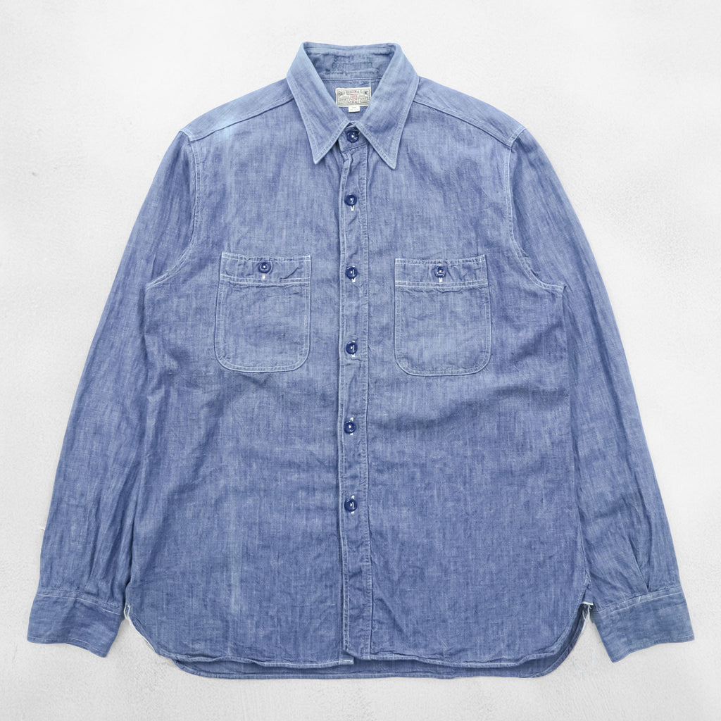 BUZZ RICKSON'S Japan-Made Chambray Shirt, Size M, Blue