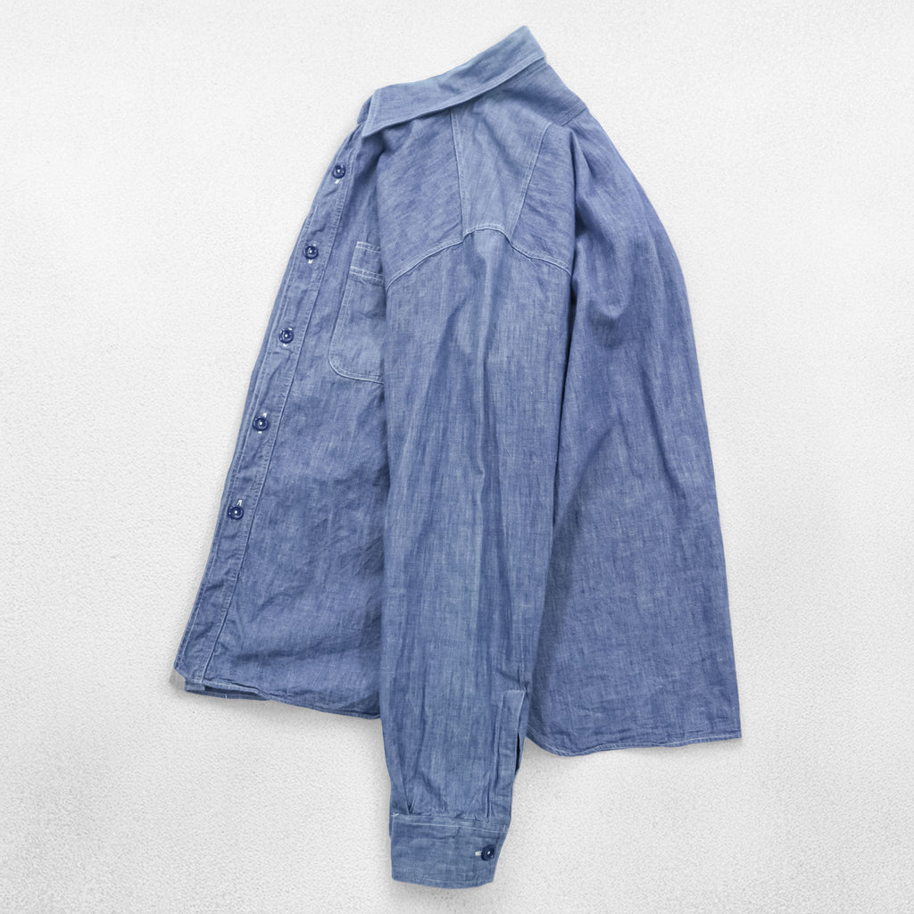 BUZZ RICKSON'S Japan-Made Chambray Shirt, Size M, Blue