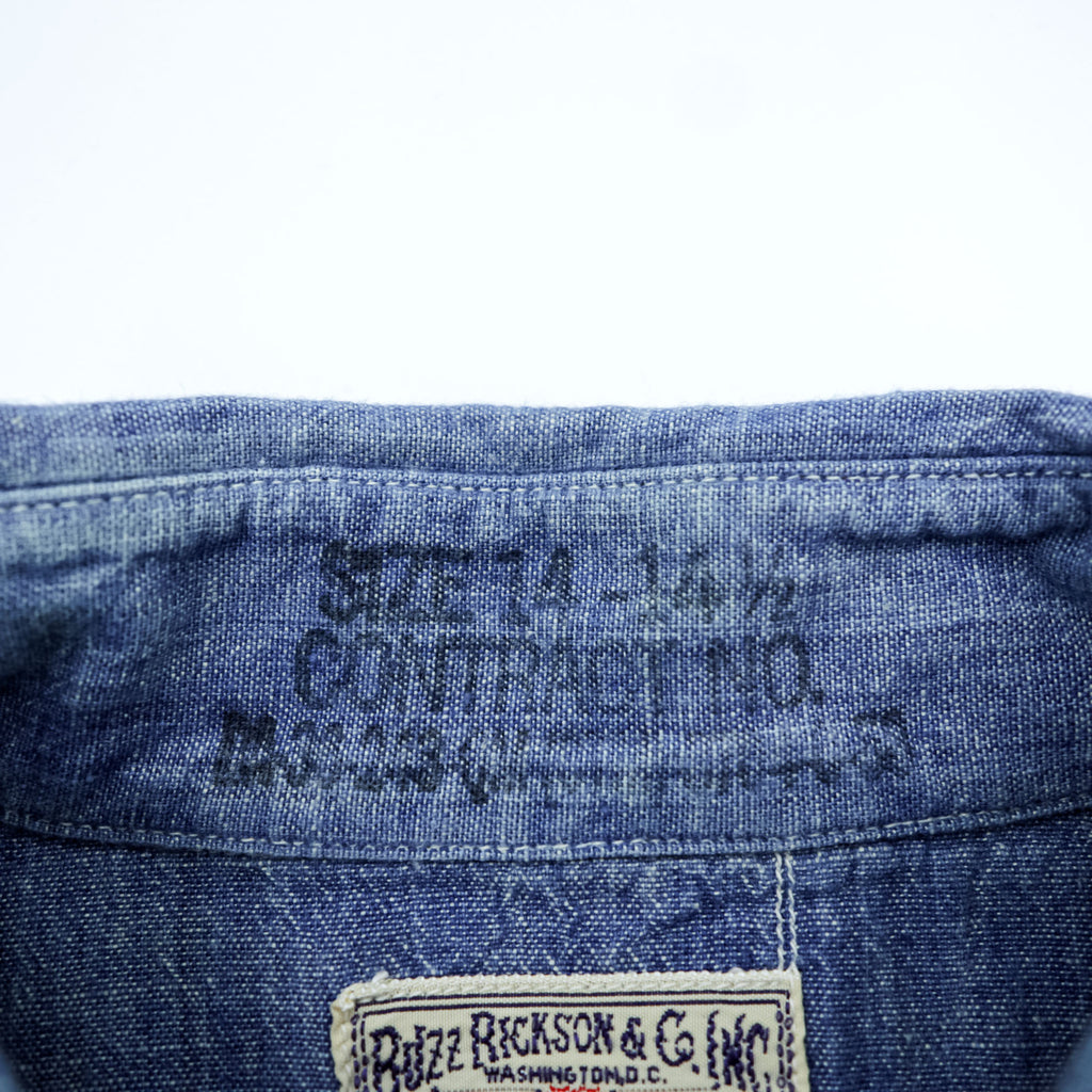BUZZ RICKSON'S Japan-Made Chambray Shirt, Size M, Blue
