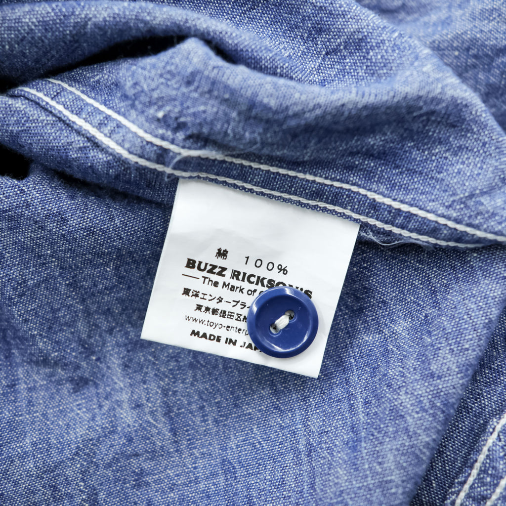 BUZZ RICKSON'S Japan-Made Chambray Shirt, Size M, Blue
