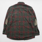 PENDLETON Flannel Shirt L Checked Green, Red Elbow Patch