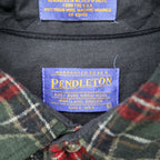 PENDLETON Flannel Shirt L Checked Green, Red Elbow Patch