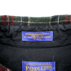 PENDLETON Flannel Shirt L Checked Green, Red Elbow Patch