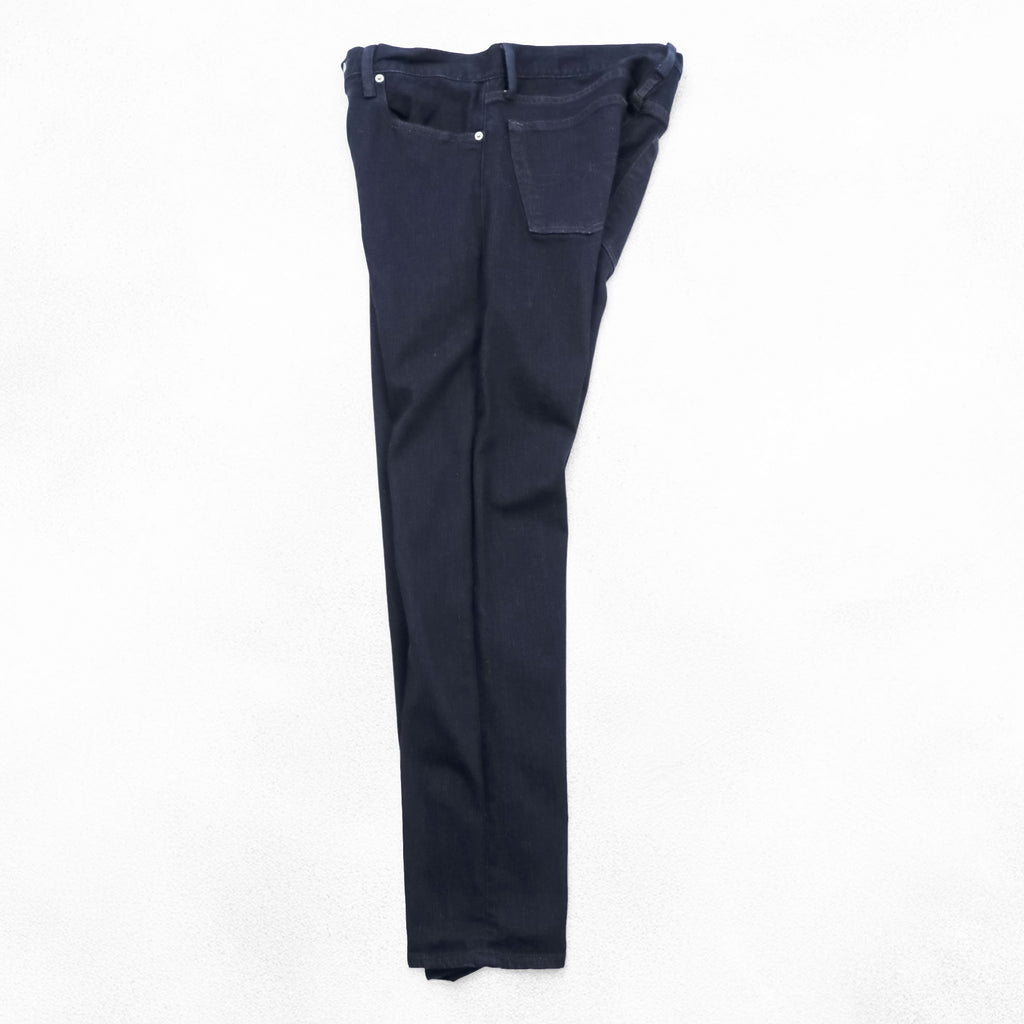Polo Ralph Lauren Dark Indigo Denim Jeans 32x30 Straight Slim Black Leather Patch
