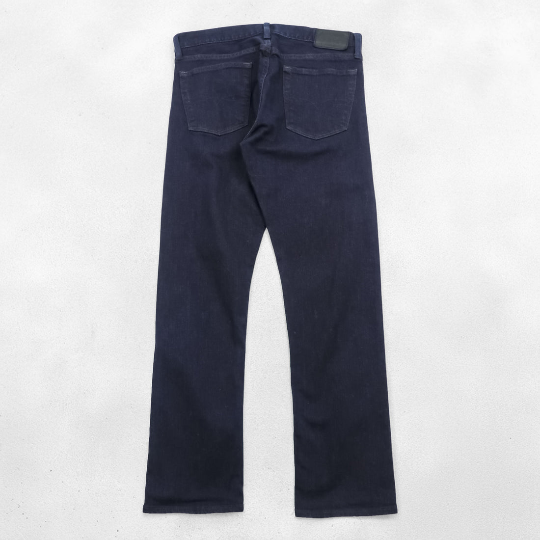 Polo Ralph Lauren Dark Indigo Denim Jeans 32x30 Straight Slim Black Leather Patch