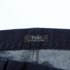 Polo Ralph Lauren Dark Indigo Denim Jeans 32x30 Straight Slim Black Leather Patch