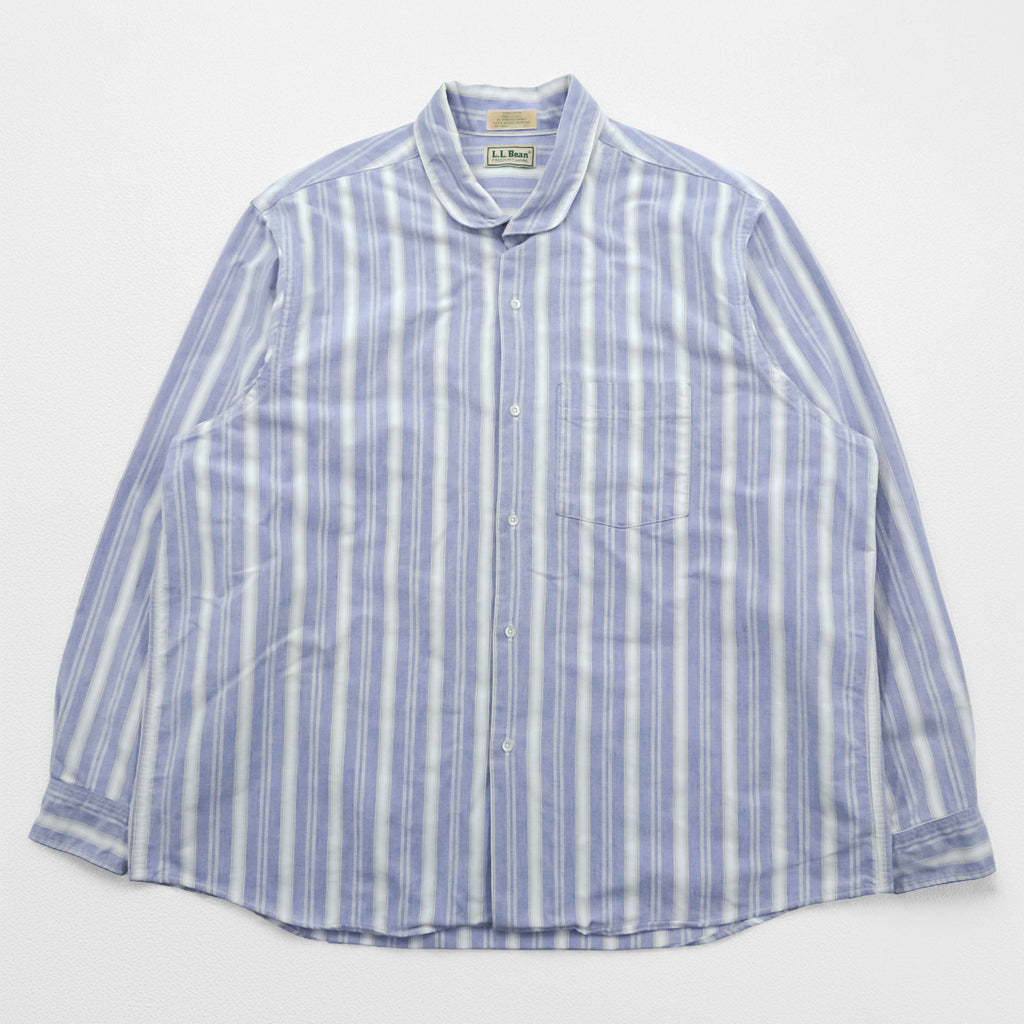L.L.Bean 80s USA Made Round Collar Shirt, Size L, Striped, Blue/White.