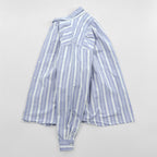 L.L.Bean 80s USA Made Round Collar Shirt, Size L, Striped, Blue/White.