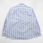 L.L.Bean 80s USA Made Round Collar Shirt, Size L, Striped, Blue/White.