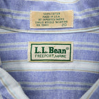 L.L.Bean 80s USA Made Round Collar Shirt, Size L, Striped, Blue/White.