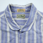 L.L.Bean 80s USA Made Round Collar Shirt, Size L, Striped, Blue/White.