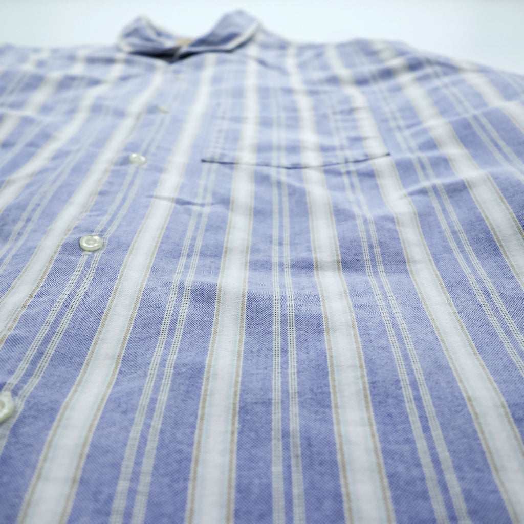 L.L.Bean 80s USA Made Round Collar Shirt, Size L, Striped, Blue/White.