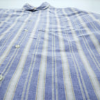 L.L.Bean 80s USA Made Round Collar Shirt, Size L, Striped, Blue/White.