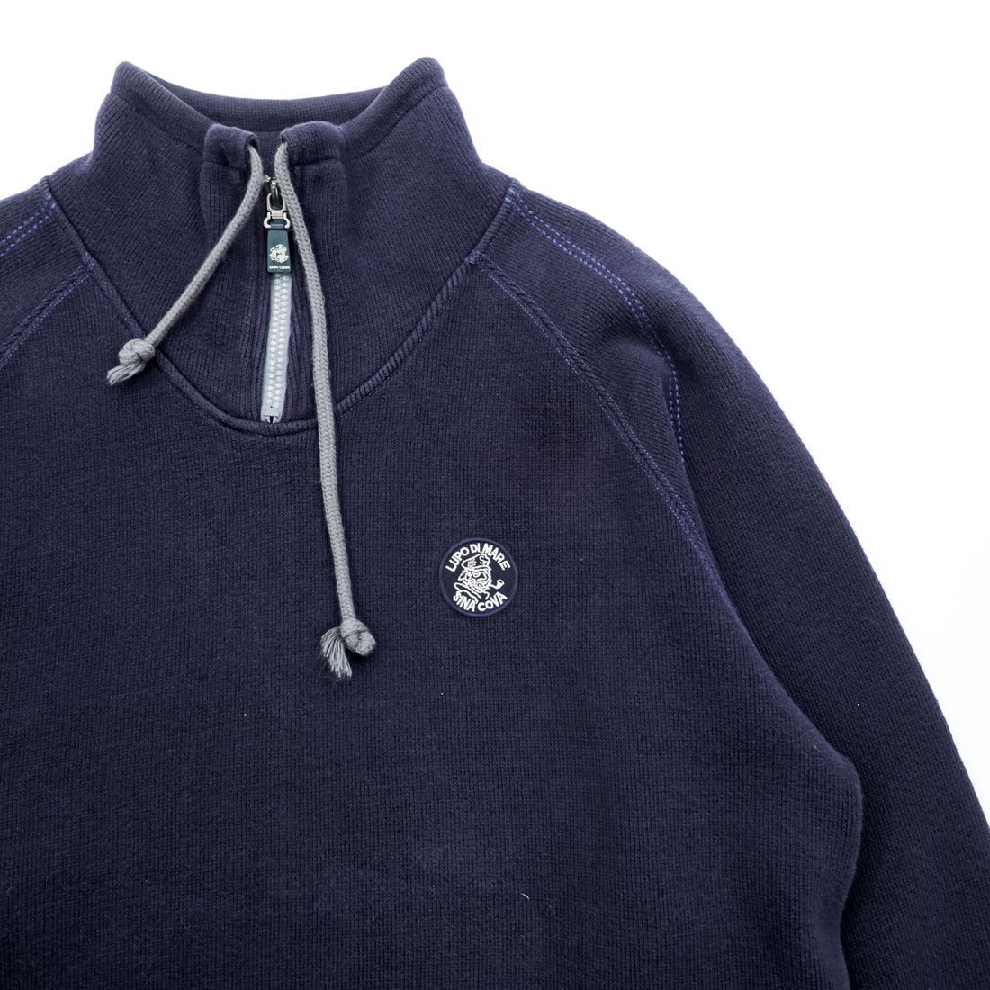 SINA COVA ハーフジップ スウェット トレーナー L ネイビー コットン ハイネック