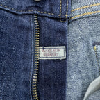 Polo Ralph Lauren Vintage Distressed Straight Denim Jeans L Stretch Indigo Blue Leather Patch VARICK SLIM STRAIGHT
