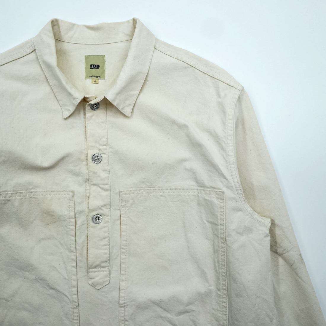 FOB FACTORY 日本製 US ARMY ミリタリー プルオーバーシャツ ジャケット XL ナチュラル ホワイト F2443