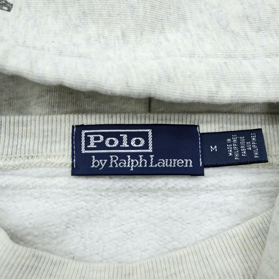 Polo Ralph Lauren ヴィンテージ加工 染み込み プリント 後付け パーカー M グレー 総柄 プルオーバー コットン 飼料袋