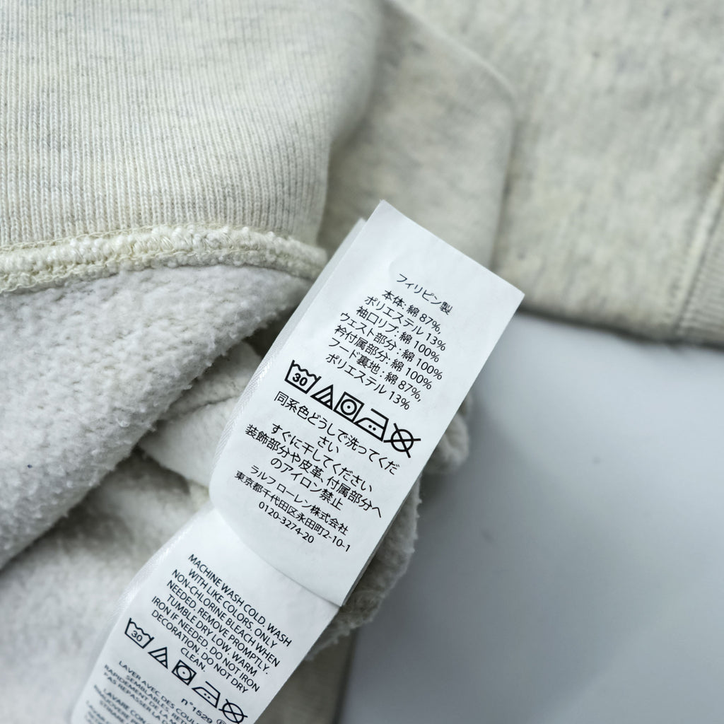 Polo Ralph Lauren ヴィンテージ加工 染み込み プリント 後付け パーカー M グレー 総柄 プルオーバー コットン 飼料袋