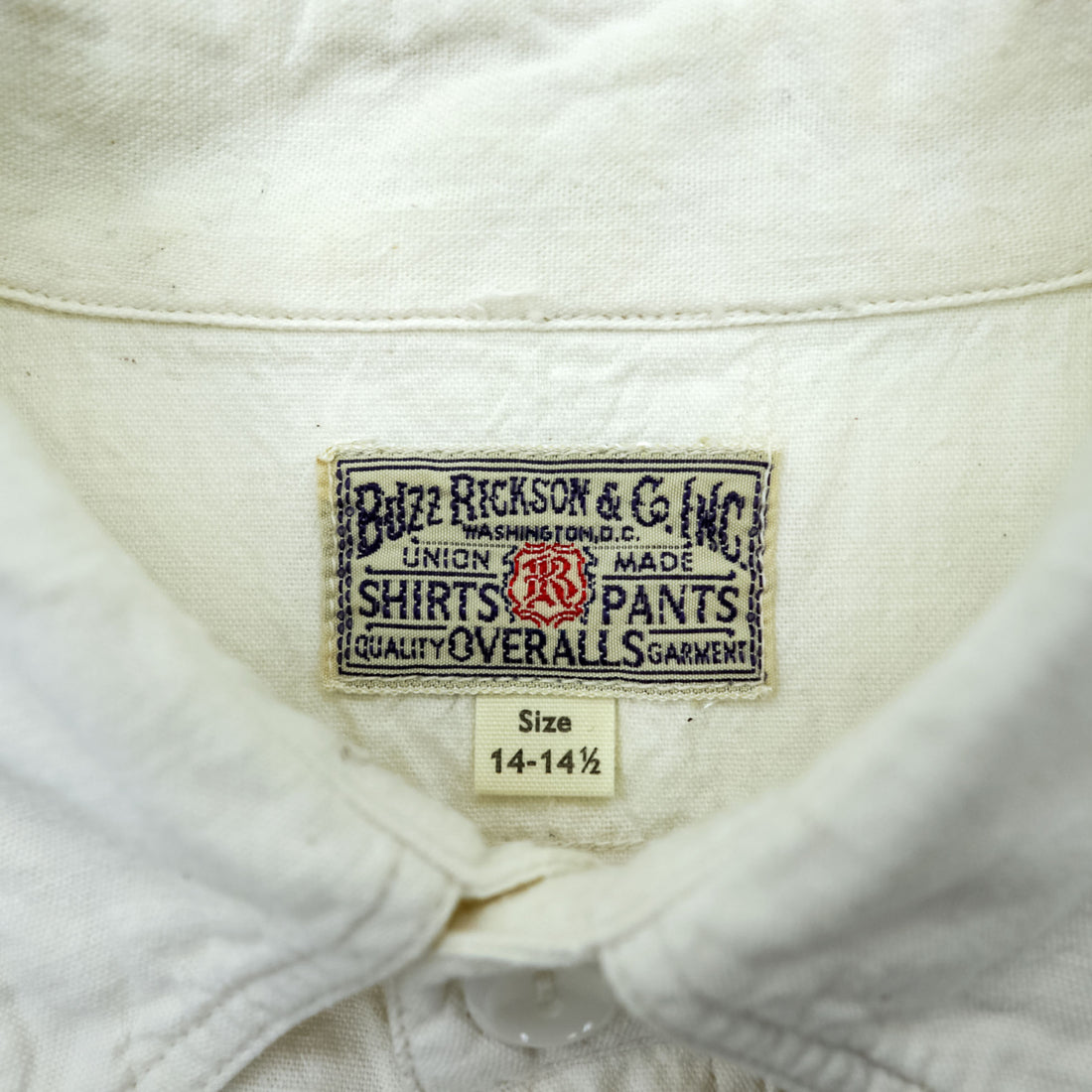 BUZZ RICKSON'S 日本製 シャンブレー ワークシャツ S ホワイト 生成り 胸ポケット コットン