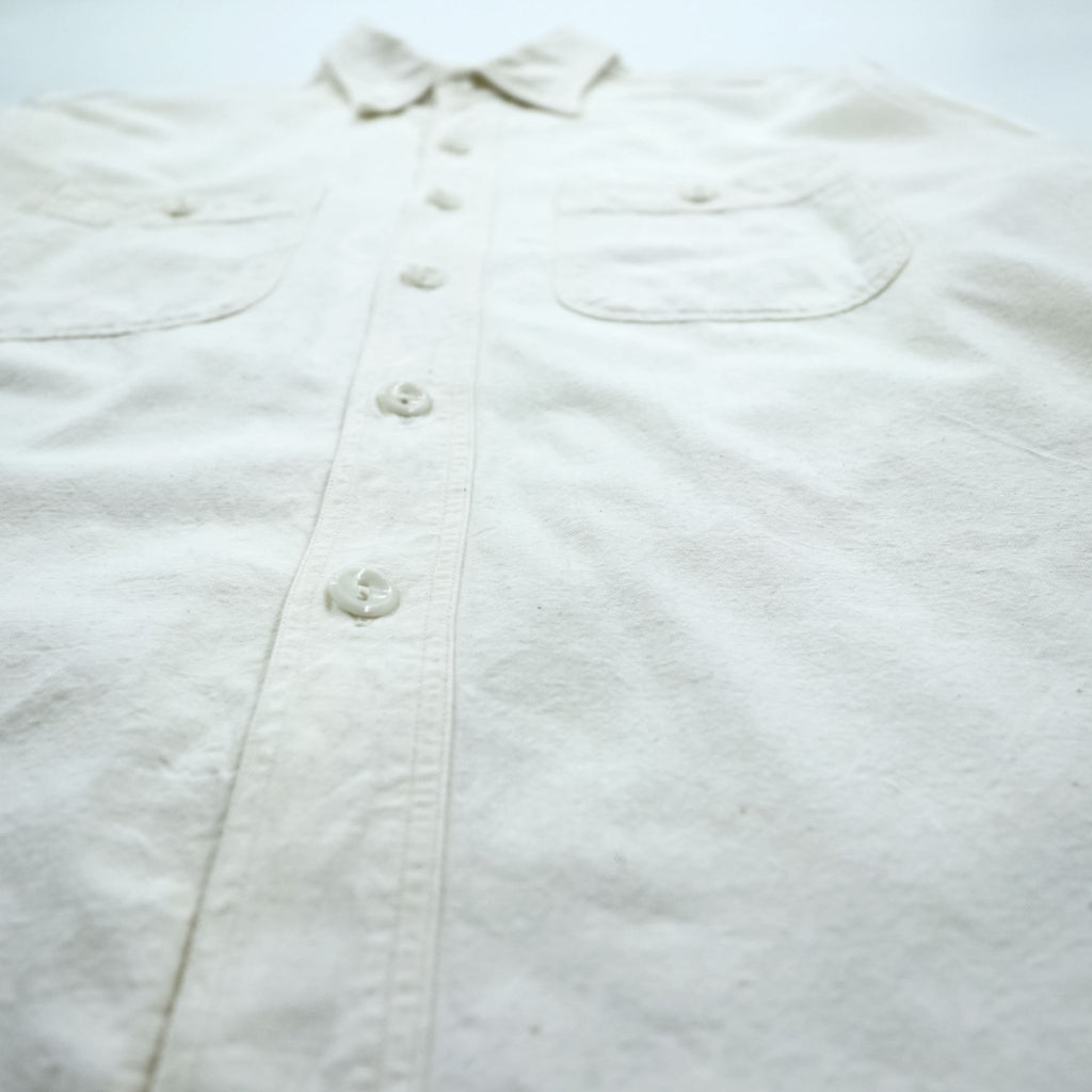 BUZZ RICKSON'S 日本製 シャンブレー ワークシャツ S ホワイト 生成り 胸ポケット コットン