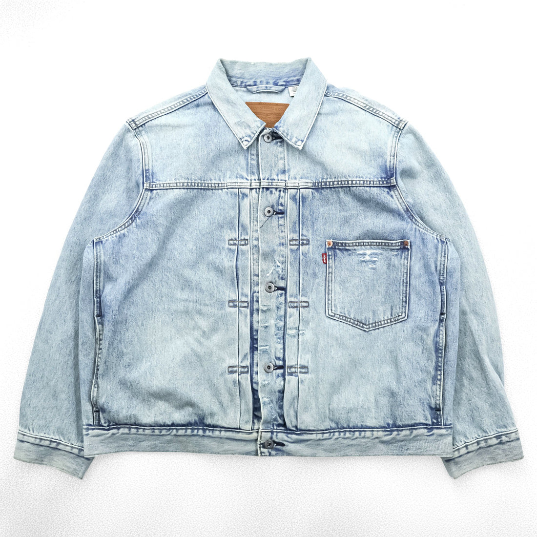 Levi's PREMIUM 大戦モデル 1st ビッグE ダメージ加工 デニム トラッカージャケット Gジャン XL シンチバック TYPE 1 短丈 ダブルプリーツ A3174-0006