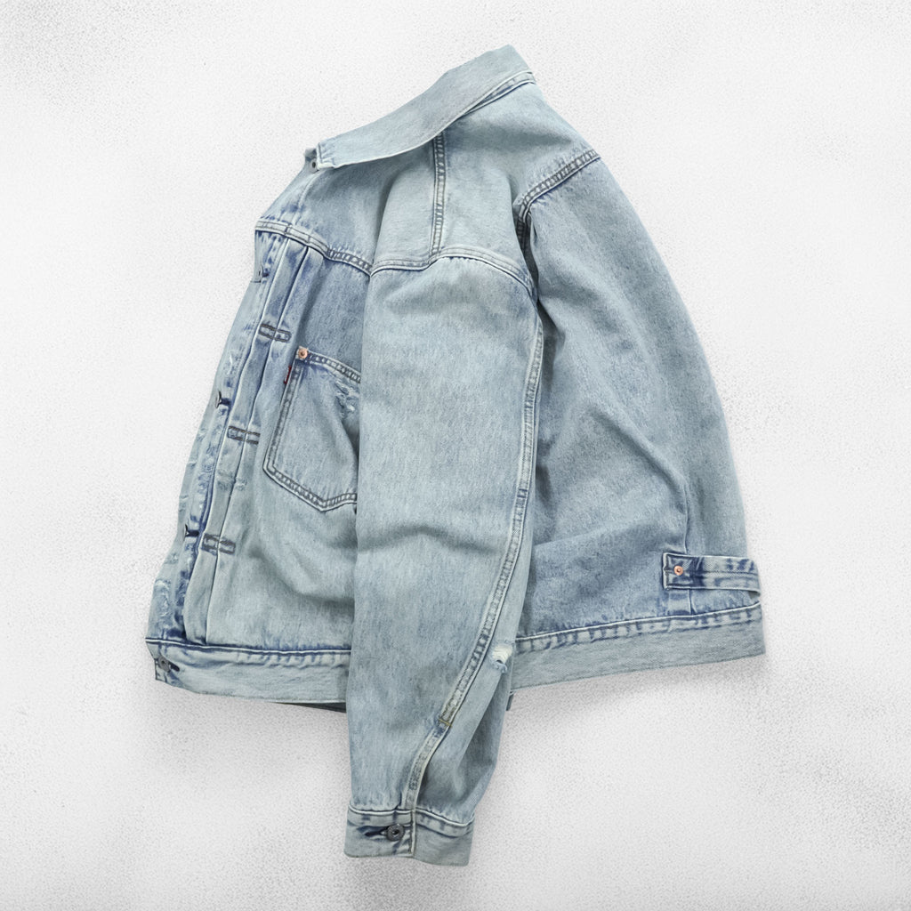 Levi's PREMIUM 大戦モデル 1st ビッグE ダメージ加工 デニム トラッカージャケット Gジャン XL シンチバック TYPE 1 短丈 ダブルプリーツ A3174-0006
