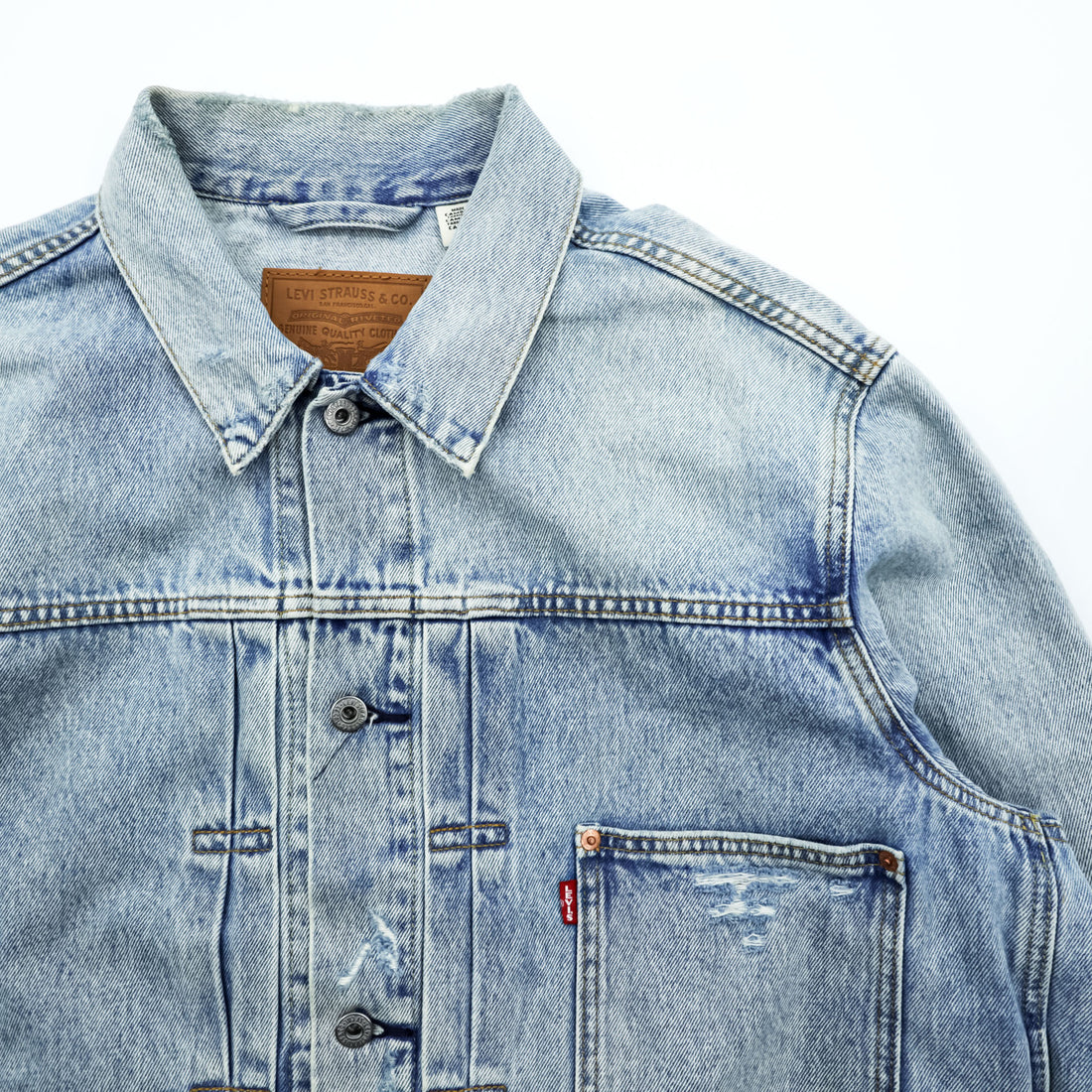 Levi's PREMIUM 大戦モデル 1st ビッグE ダメージ加工 デニム トラッカージャケット Gジャン XL シンチバック TYPE 1 短丈 ダブルプリーツ A3174-0006