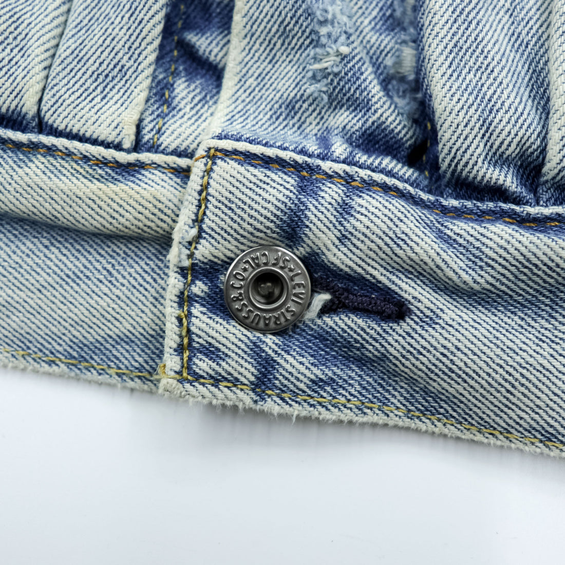 Levi's PREMIUM 大戦モデル 1st ビッグE ダメージ加工 デニム トラッカージャケット Gジャン XL シンチバック TYPE 1 短丈 ダブルプリーツ A3174-0006