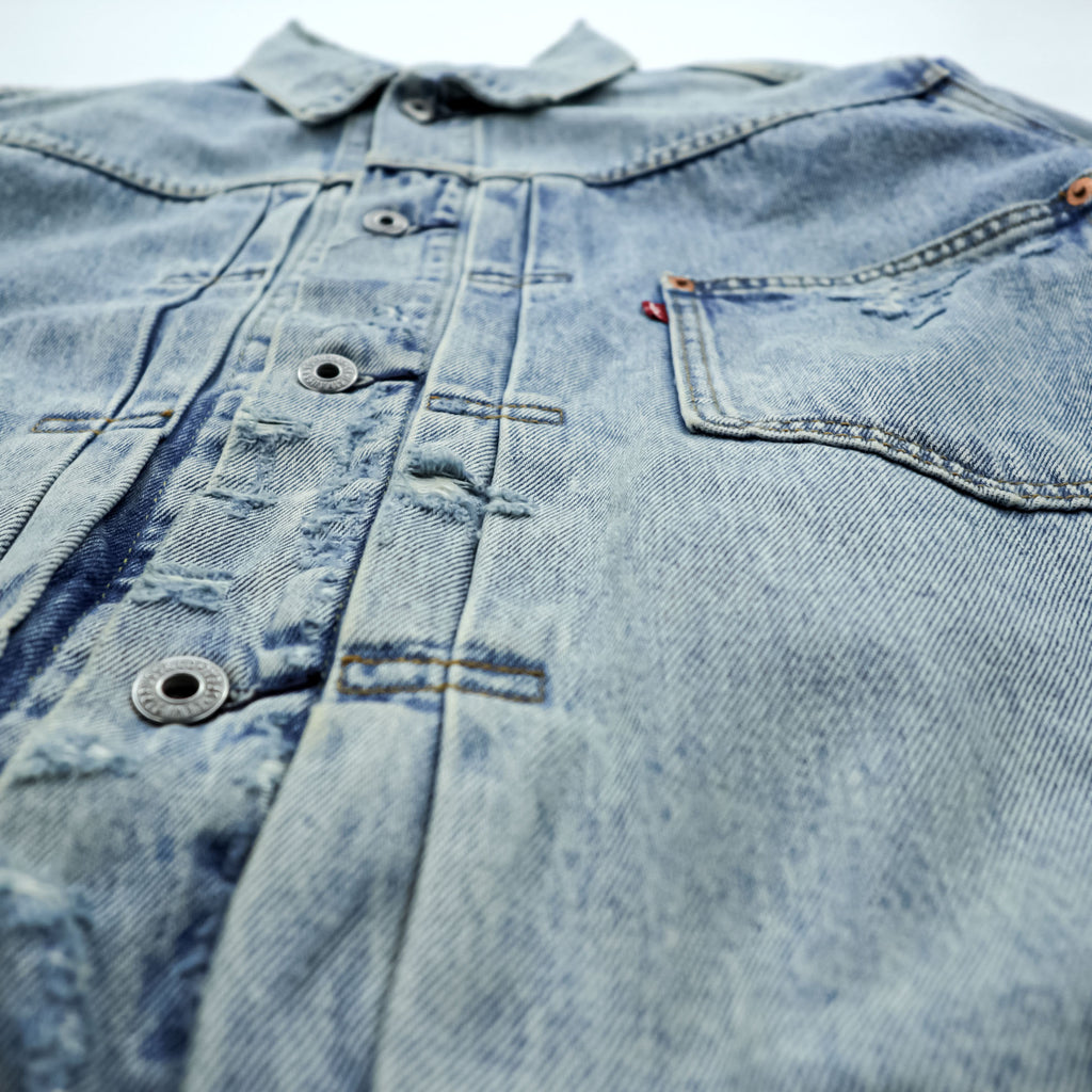 Levi's PREMIUM 大戦モデル 1st ビッグE ダメージ加工 デニム トラッカージャケット Gジャン XL シンチバック TYPE 1 短丈 ダブルプリーツ A3174-0006