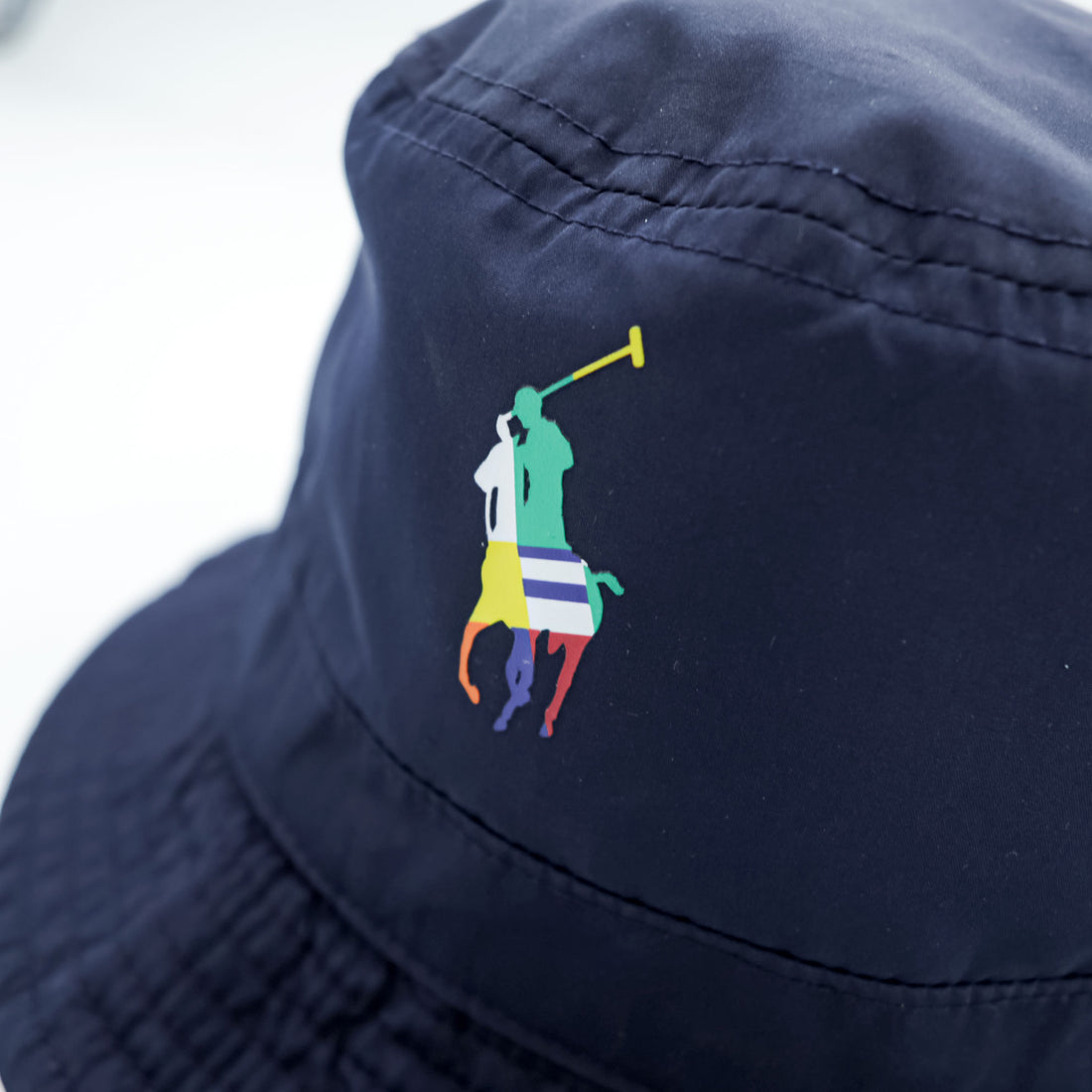 Polo Ralph Lauren リバーシブル カラーブロックド バケットハット メッシュポケット バンジーコード