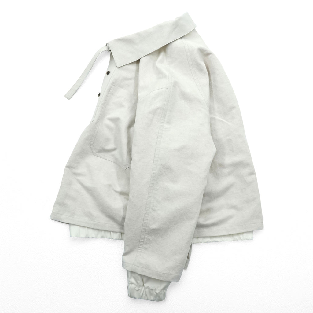 URU TOKYO プルオーバーブルゾン レイヤードジャケット S ベージュ リネン 短丈 PULLOVER LAYERED BLOUSON 22SCL01 日本製