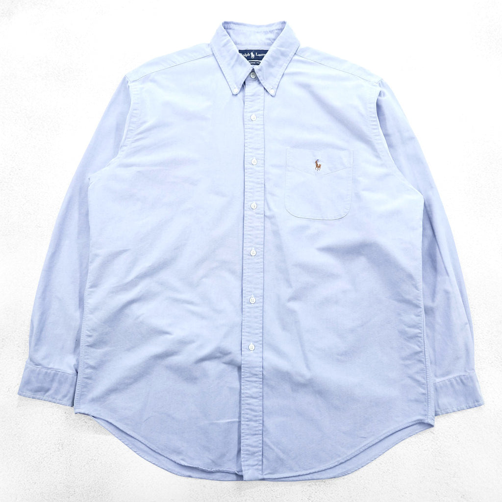 Ralph Lauren 90s Classic Fit Oxford Button-Down Shirt Small Pony Embroidered Blue L