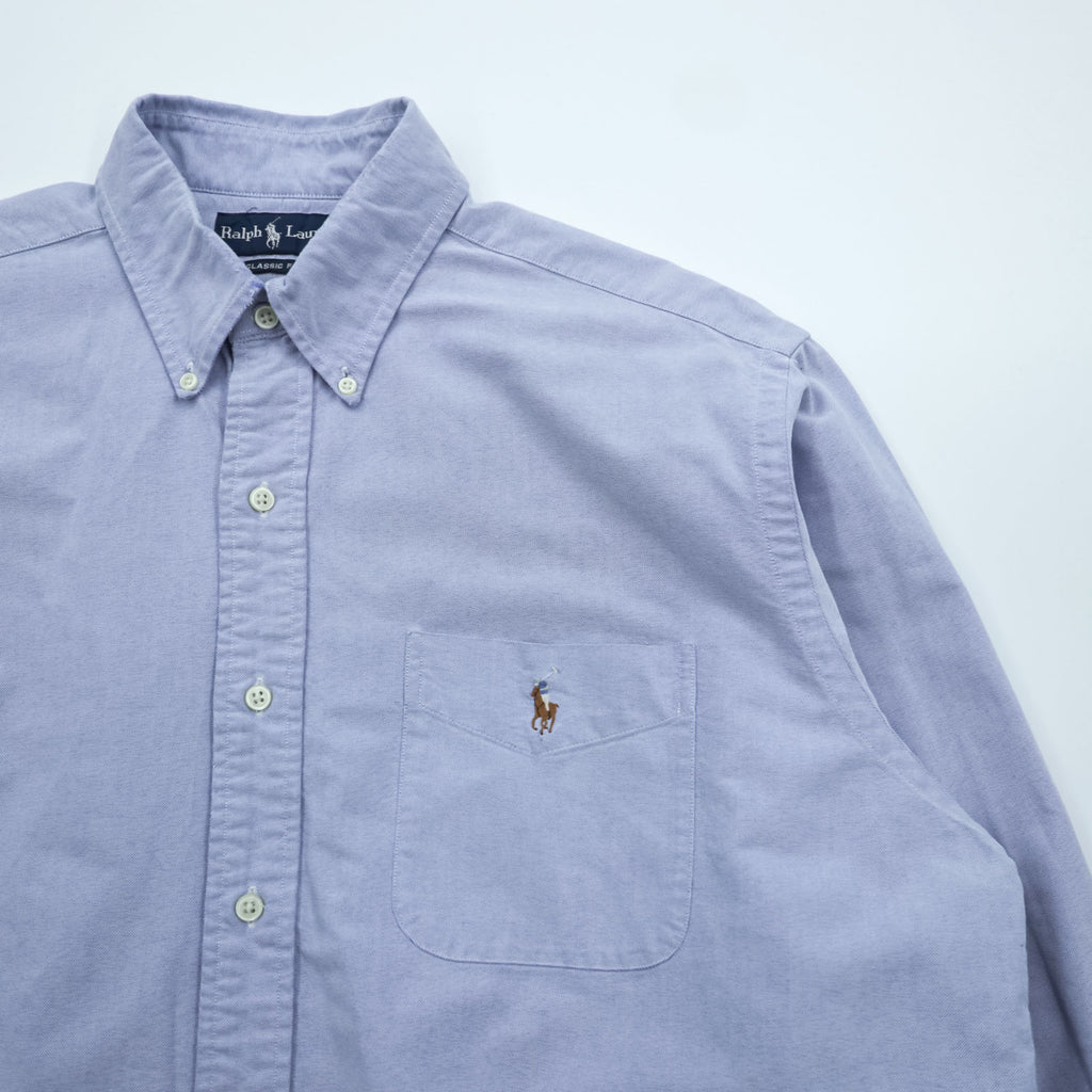 Ralph Lauren 90s Classic Fit Oxford Button-Down Shirt Small Pony Embroidered Blue L