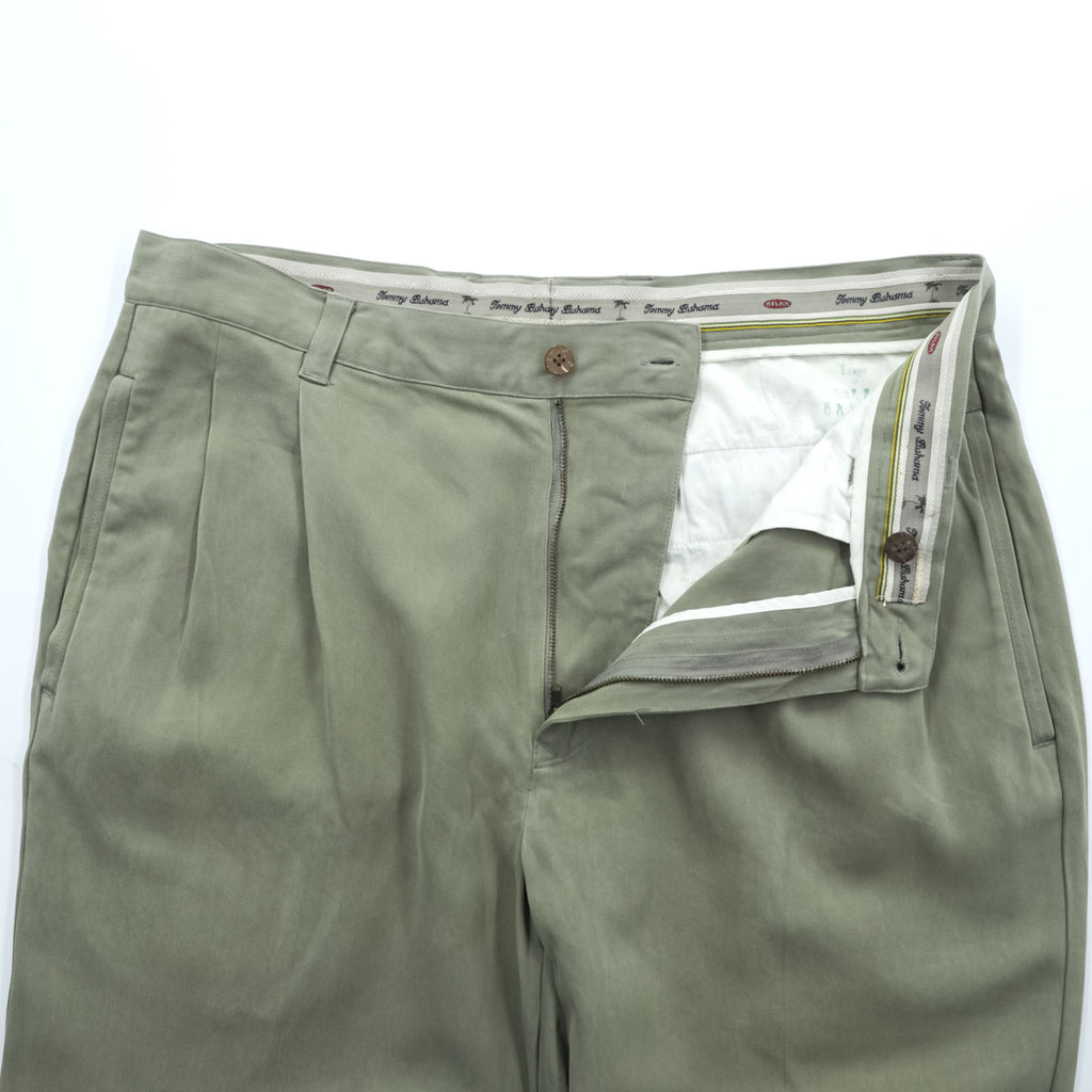 TOMMY BAHAMA 90年代 ヴィンテージ 2タック ワイド スラックス パンツ L ベージュ シルク RELAX FIT