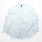 Ralph Lauren 90s Oxford button-down shirt, size L, white, black, with small pony embroidery.