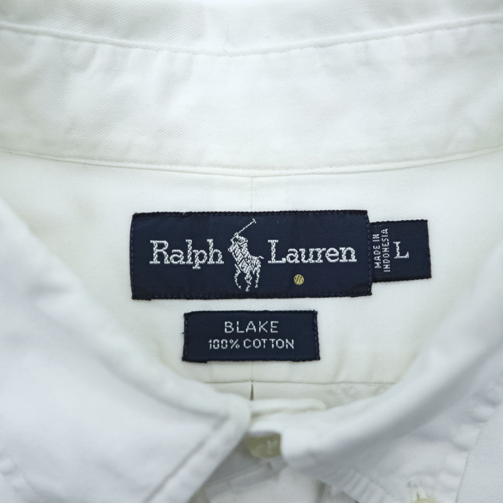 Ralph Lauren 90s Oxford button-down shirt, size L, white, black, with small pony embroidery.