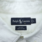 Ralph Lauren 90s Oxford button-down shirt, size L, white, black, with small pony embroidery.