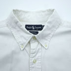 Ralph Lauren 90s Oxford button-down shirt, size L, white, black, with small pony embroidery.