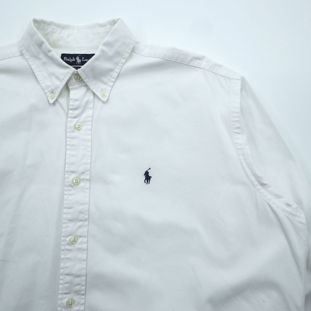 Ralph Lauren 90s Oxford button-down shirt, size L, white, black, with small pony embroidery.