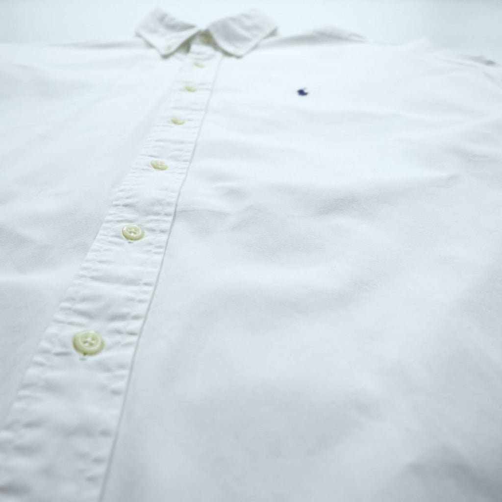 Ralph Lauren 90s Oxford button-down shirt, size L, white, black, with small pony embroidery.
