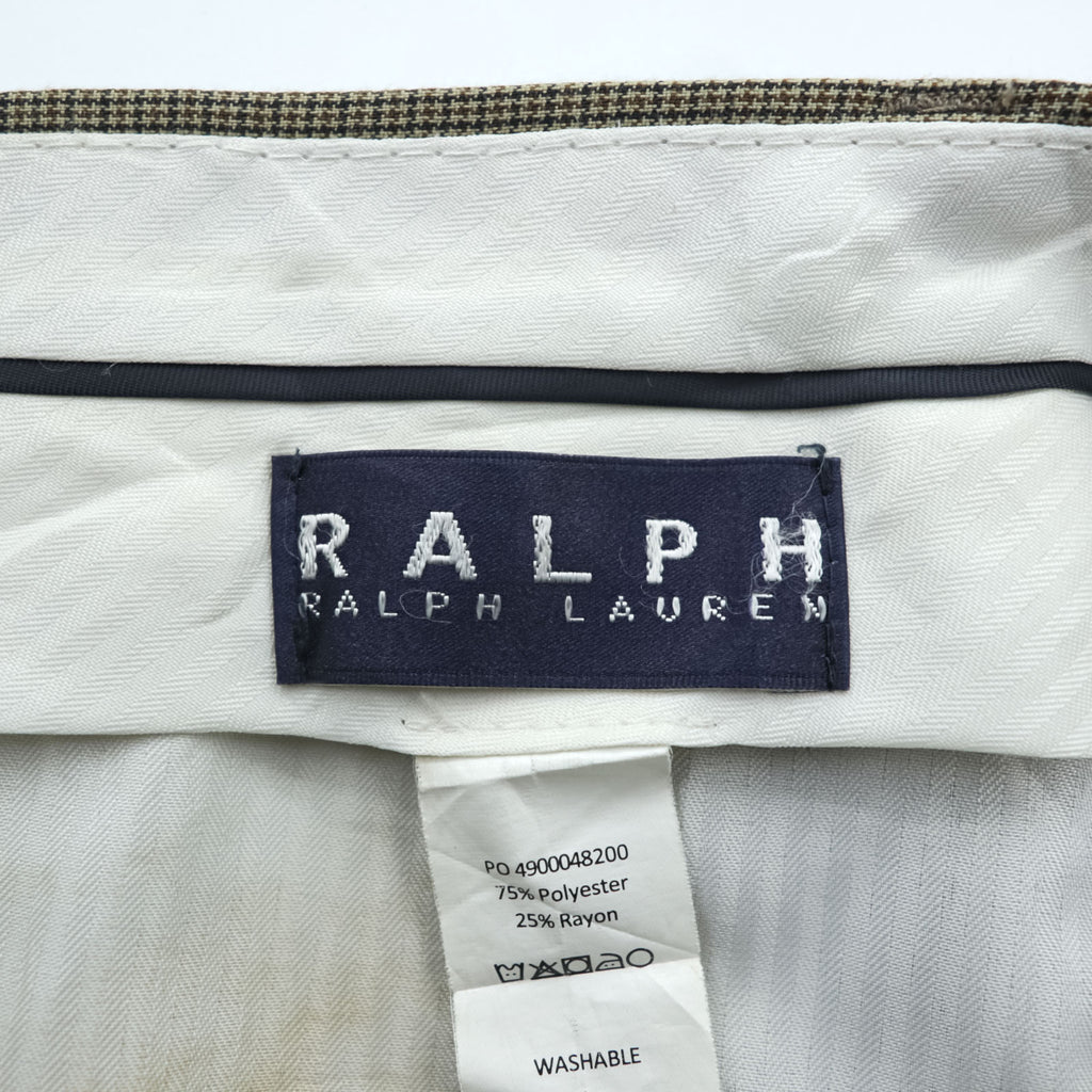 Ralph Lauren 90年代 2タック ワイド スラックス パンツ L ブラウン レーヨン WASHABLE