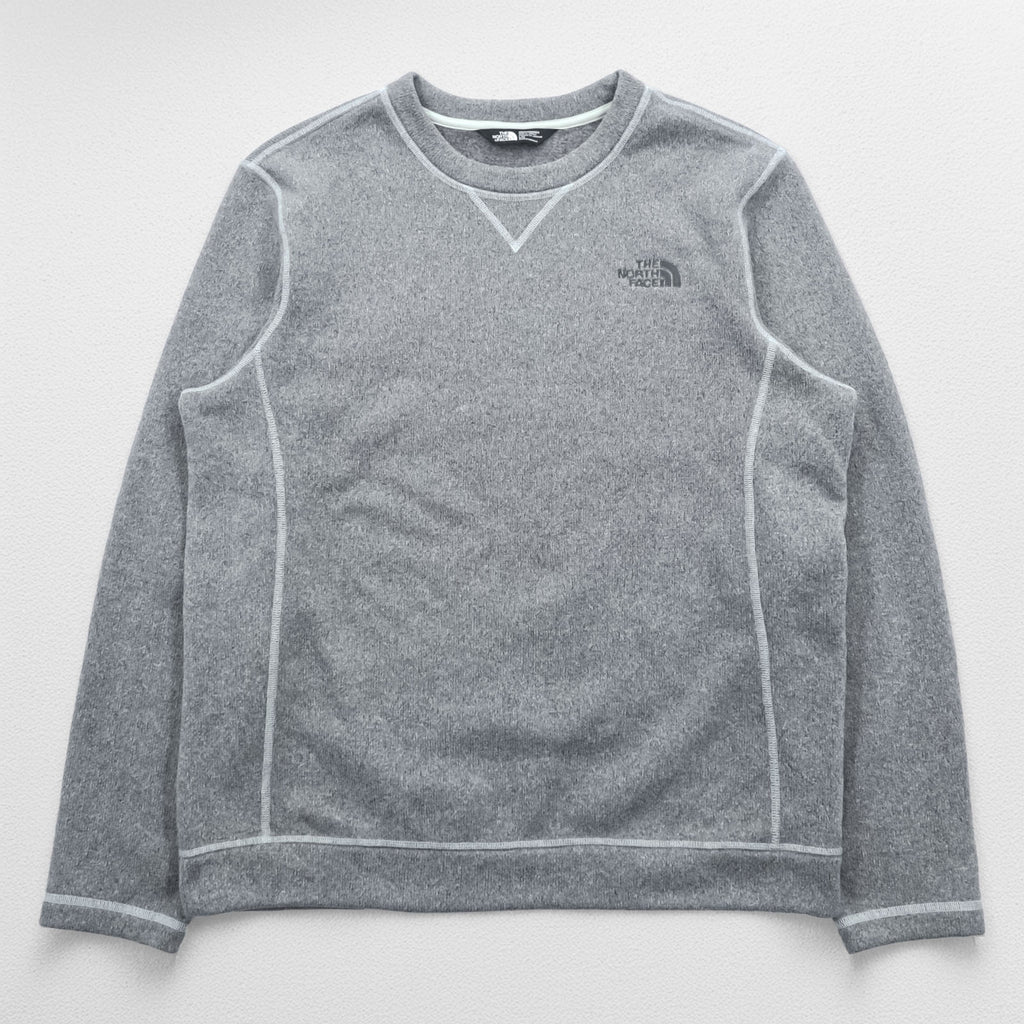The North Face Crewneck Sweatshirt Grey L Embroidered Logo V-Stitch Pullover